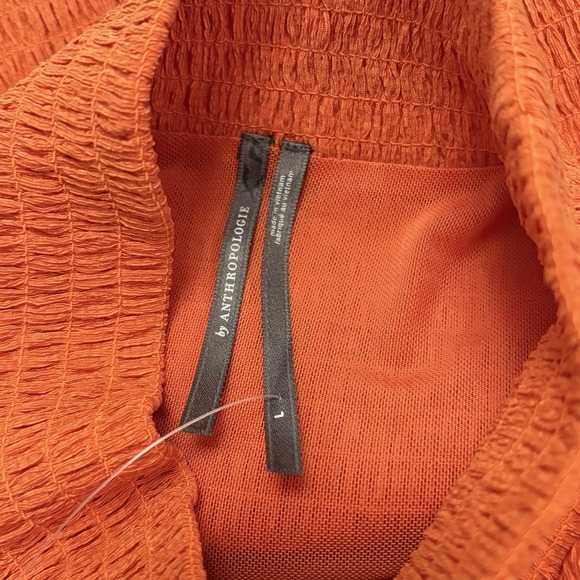 Anthropologie Sleeveless Mock-Neck Textured Midi Dress Orange Sz Large Vacation - Picture 9 of 10